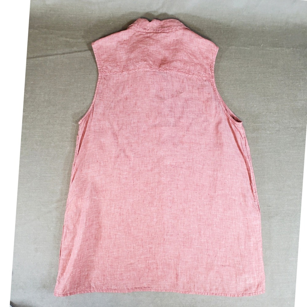 Jones & Co Jones New York Pink 100% Linen Sleeveless Button Down Tunic Large - Picture 3 of 9
